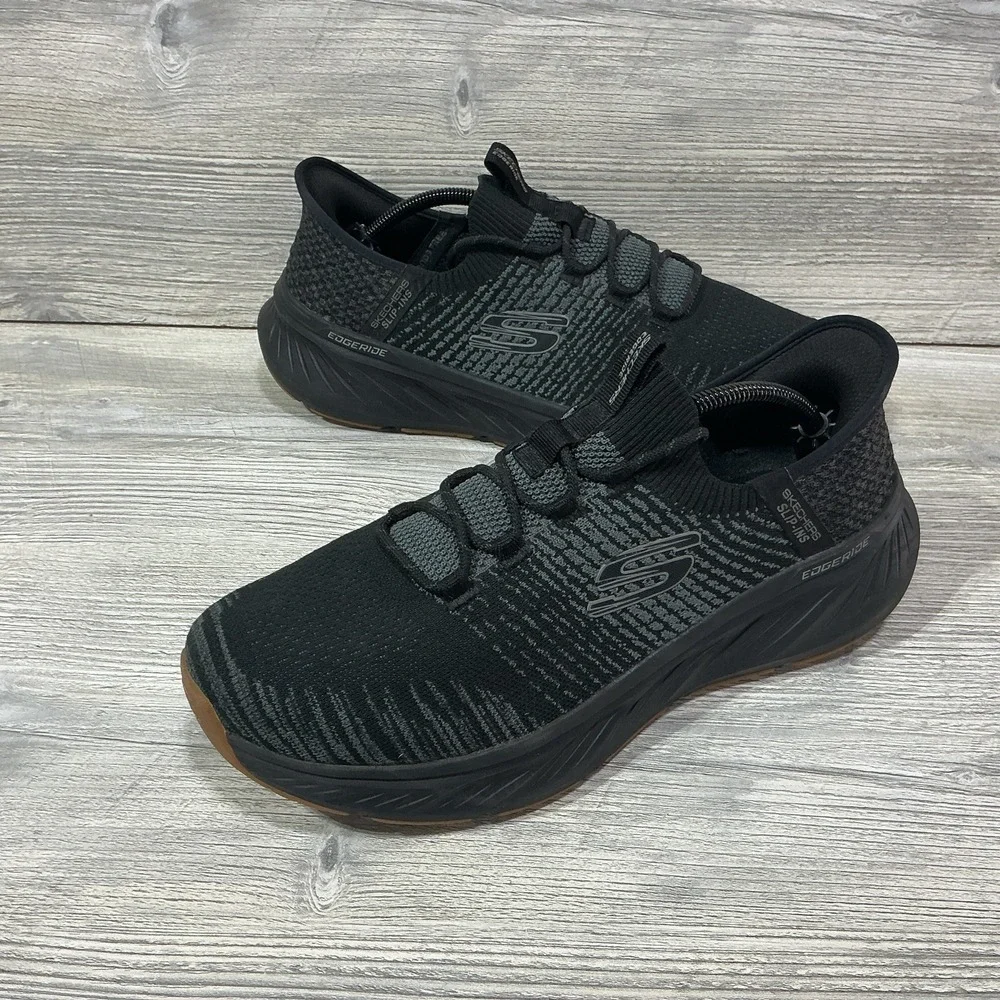 Skechers Slip-ins Edgeride Mens 10 Extra Wide Black Grey Sneakers 232932WW BBK